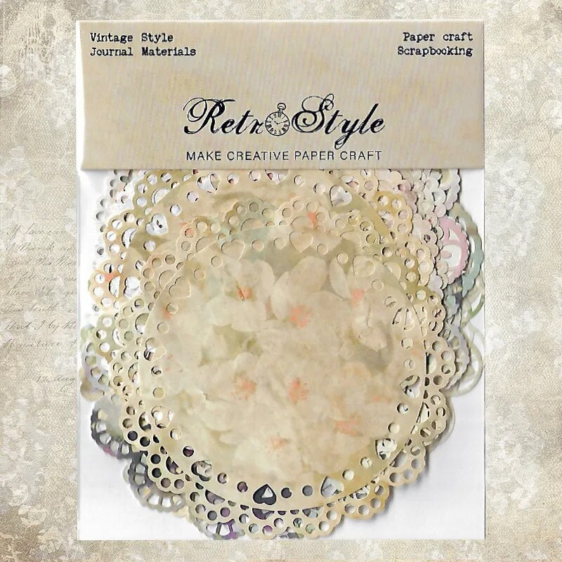 Round Flower Lace Edge Tag Material Papers Vintage Memo Scrapbooking Decor Background Paper for Journal Plan Diary Craft