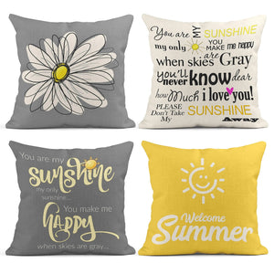 You are my only sunshine gray yellow linen pillowcase 60*60 sofa cushion cover 40*40 home decoration can be customized