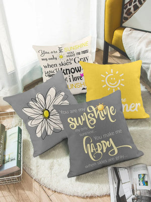 You are my only sunshine gray yellow linen pillowcase 60*60 sofa cushion cover 40*40 home decoration can be customized