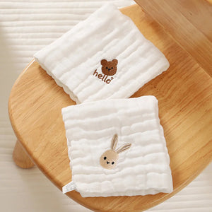 Baby Saliva Towels Cartoon Print Muslin Cloth Hand Face Wipes Newborn Bib Kids Handkerchief Toddler Soft Washcloth Burp Cloth