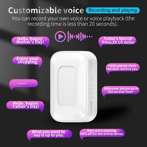 CACAZI Sensor Motion Doorbell Switch Infrared Business Door Bell for Store Wireless PIR Voice Prompter Visitor Welcome Guest