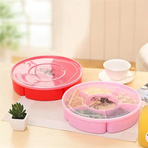 Tray Serving Snack Fruit Divided Plate Box Appetizer Lid Candy Platter Compartment Storage Food Nut Dried Snacks Plastic Dish