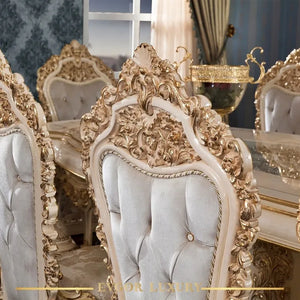 Custom European Luxury Dining Tables And Chairs French Palace Villa Solid Wood Hand Carved Dining Room Furniture Nordic Chairs