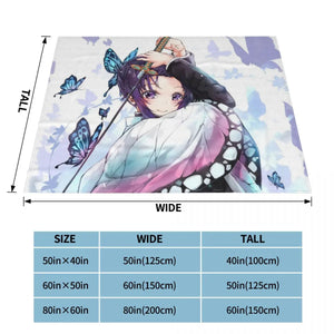 Shinobu Kocho Demon Slayer Anime Blankets Fleece All Season Portable Super Soft Throw Blankets for Home Couch Bedspread