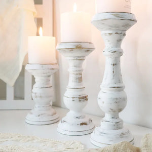 1Piece or 1Set Wood Candlestick Tabletop Retro White Candle Holder Home Decoration Wooden Candles Rack Nostalgic Photography