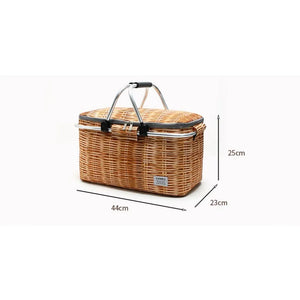 Insulated Picnic Basket Portable Collapsible Grocery Bags Leakproof Cooler with Aluminium Handle High Capacity Camping Travel