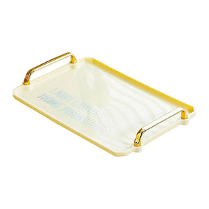 Serving Tray with Gold Handles Rectangle Tray Portable Multifunctional Elegant for Home Living Room Breakfast Bedroom Party