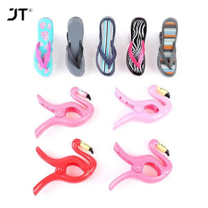 1PC Large Cute Cartoon Flamingo Slipper Towel Wind Clips Pegs Sun Lounger Beach Sunbed Pool Towel Clips Clothespin for Children