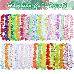 40-100pcs Hawaiian Party Artificial Flowers leis Garland Necklace Headband Garlands Beach Tropical Party Supplies Wedding Decor