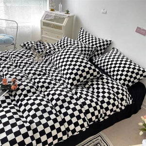 Blue Plaid Nordic Duvet Cover 220x240 Pillowcase Bed Sheet 3pcs/4pcs Bedding Sets Checkerboard Bedclothes 200x230 Quilt