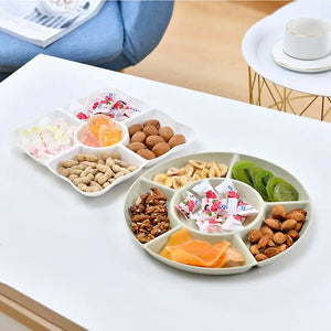 1 Pc 6-Compartment Food Storage Tray Dried Fruit Snack Plate Appetizer Serving Platter for Party Candy Pastry Nuts Dish