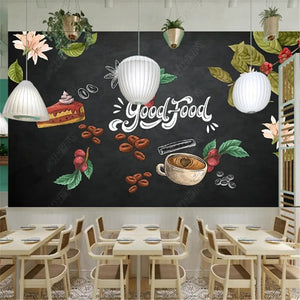 Modern Dining Gourmet Coffee Shop Blackboard Restaurant Wallpapers Industrial Decor Hotel Tooling Mural Background Wall Paper