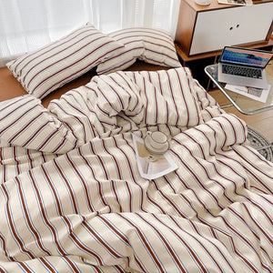 INS Blogger Nordic Sling Bed 150 Bedding Sets Stripes Duvet Cover Set Quilt Cover Bed Sheet Quilt Sets Queen Size Comforter Sets