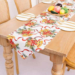 Holiday Dining Table Linen 13x72 Inches Tablecloth Christmas Snowflake Table Cover High-Definition Printing Easy Care Fabric