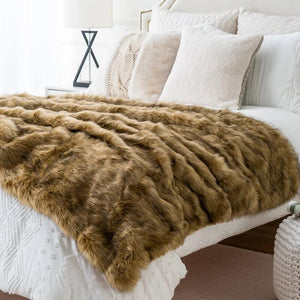 Luxury Faux Fur Blanket high-end Bed linen fox fur blankets for beds plaid on the sofa cover Decoration home blankets and throws