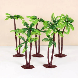 5/10pcs Hawaii Coconut Tree Cake Toppers Green Palm Tree Cupcake Toppers For Jungle Dino Birthday Party Cake Decor Beach Wedding