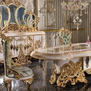 Custom European Dining Tables And Chairs French Palace Villa Solid Wood Hand Carved Art Restaurant Furniture Dining Table Set