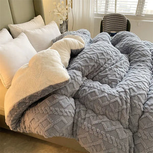 2023 Nice Soft Comfortable Warmth Quilt Artificial Lamb Cashmere Weighted Blankets New Super Thick Winter Warm Blanket for Be