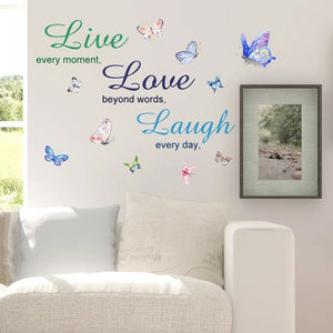 Inspirational English Butterfly Wall Stickers Guest Background Wall Decoration Butterflies Art Decals Living Room Bedroom Decor