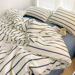 INS Blogger Nordic Sling Bed 150 Bedding Sets Stripes Duvet Cover Set Quilt Cover Bed Sheet Quilt Sets Queen Size Comforter Sets