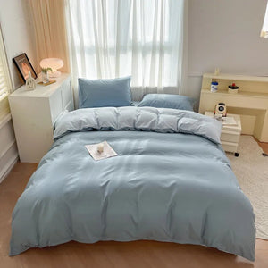 Solid Color Four Piece Bedding Set for Children and Adults Double Bed Large Four Piece Duvet Cover Bed Sheet Pillow Cover