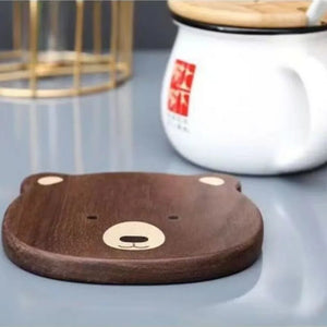 Creative cute bear insulation cat paw drinking coaster wooden mat gourmet kitchen insulation tray dining table table mat