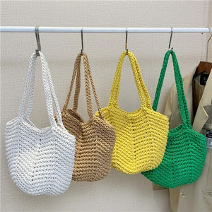 Hand Weaving Women's Shoulder Bag Handbags Large Capacity Casual Straw Bags Bohemian Ladies Beach Bag Fashion Female Bucket Bags