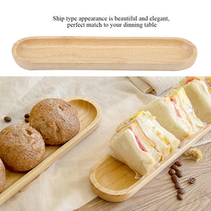 Elegant Ship Type Sushi Tray Snacks Desserts Wooden Serving Dish for Home Restaurant 27*6*2cm