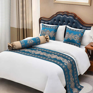 Luxury Chinese Style Bed Runner Embroidery Bed Flag Throw for Hotel Home Wedding Bedding Decoration Bed Tail Towel Pillowcase