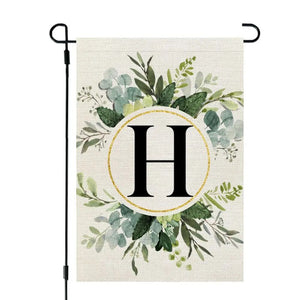 Floral Monogram Letter Garden Flag, Double Sided, Small Burlap, Family, Last Name, Initial Yard, Floral, 12x18 Inch