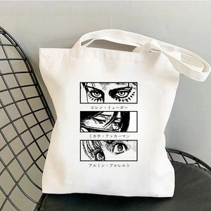 Attack on Titan Shopping Bag Graphic Tote Harajuku Shingeki No Kyojin Shopper Bag Women Canvas Shoulder Bag Eco Large-capacity