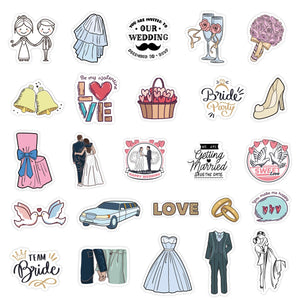 50 Pcs Wedding Stickers Waterproof Cartoon DIY Party Plan Ins Graffiti Computer Luggage Engagement Plan Cute Stickers Gifts