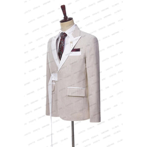 2023 New Customized Men's Belt Set Business Formal Pointed Lapel Men's Groom Wedding Fashion Slim Fit Two Piece Jacket and Pants