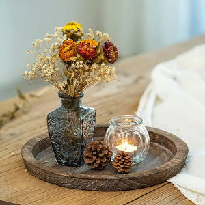 Rustic Wooden Tray Candle Holder Home Decor Accessories Candle Holder Tray Candle Tray for Farmhouse Kitchen Countertop