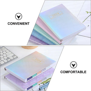 2024 Agenda Book A5 Notebooks Planner Portable Paper Notepad Plans Office Students