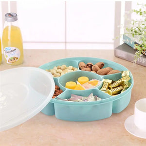 Tray Serving Snack Fruit Divided Plate Box Appetizer Lid Candy Platter Compartment Storage Food Nut Dried Snacks Plastic Dish