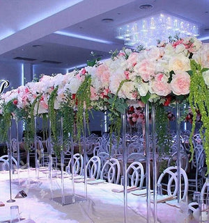 5 set Acrylic Floor Vase Clear Flower Vase Table Centerpiece For Marriage Vintage Floral Stand Columns For Wedding Decoration