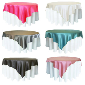 145cm/175cm/180cm/228cm Square Round Tablecloth Satin Fabric Solid Table Cloths Cover Wedding Party Banquet Home Table Decor