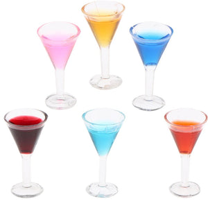 1/12 Dollhouse Miniature Cocktail Cups Glasses Wine Bottles Model for Party Pub Bar Food Decor Accessories Colorful 5/6 Pieces