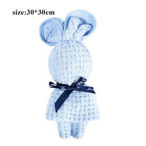 Cute Bunny Rabbit Bear Plush Towel Coral Velvet Towel Cute Bath Soft Blanket Plush Bath Towel Wedding Ceremony Small Gift