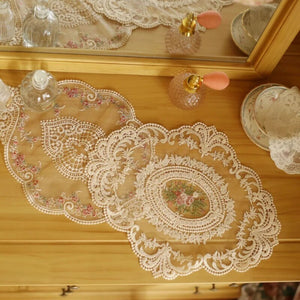 Dinning Table Cover Cup Mat Embroidered Table Cloth Elegant Round Lace Tablecloth Coffee Coaster Napkin Party Wedding Decoration