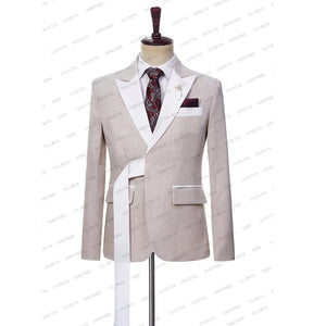 2023 New Customized Men's Belt Set Business Formal Pointed Lapel Men's Groom Wedding Fashion Slim Fit Two Piece Jacket and Pants