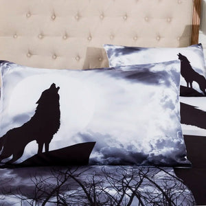 Black and White Wolf Bedding Set High Quality Animal 3D Duvet Cover King Queen Bedding Kit Snow Tree Bed Linen Cover