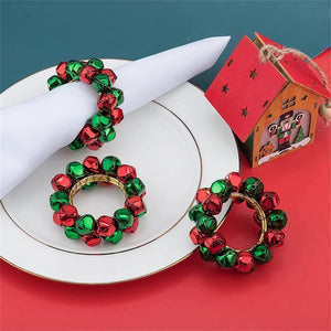 Christmas Metal Napkin Rings Jingle Bell Rings for Xmas Table Decoration Towel Buckles Xmas Eve Wedding Centerpieces 6 pcs/set