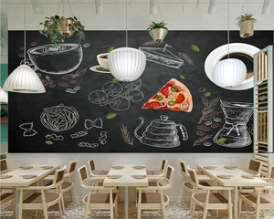 beibehang Custom modern minimalist dining gourmet coffee shop blackboard hotel tooling background wallpaper papier peint