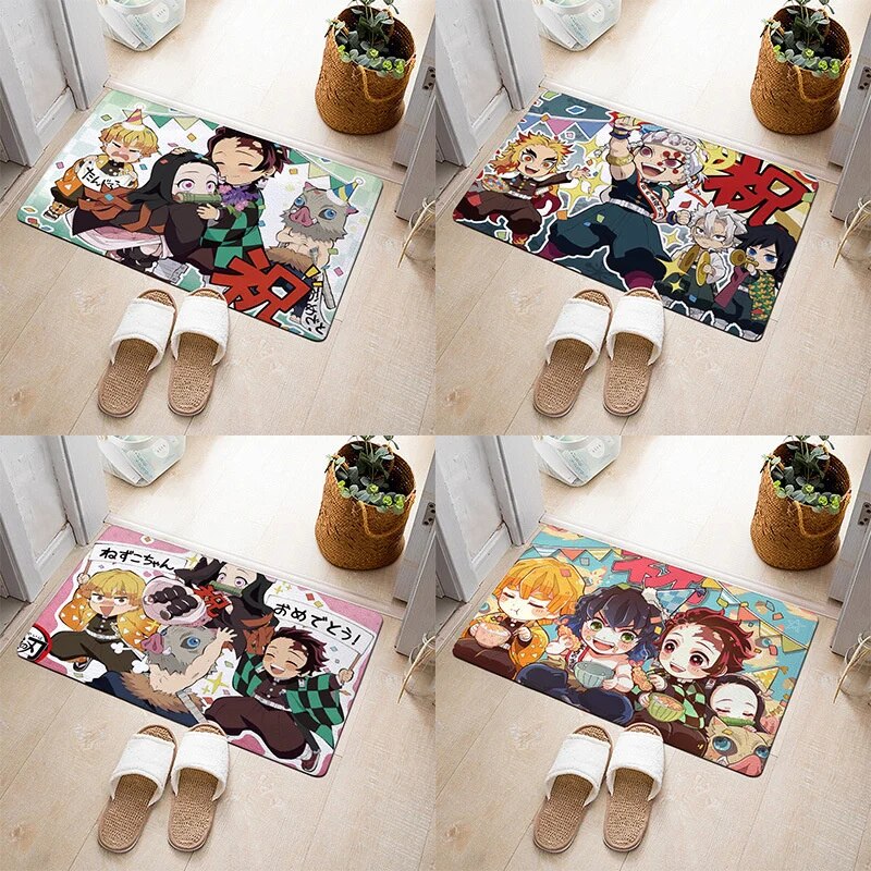 Demon Slayer Bath Mat Anime Bathroom Rug Set Kids Bedroom Kawaii Girl Rug Movie Floor Mat Kamado Nezuko Printing Carpet 60X40cm