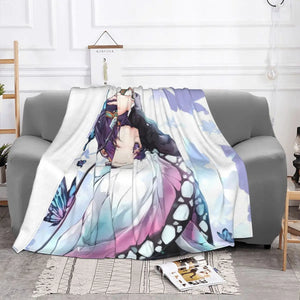 Shinobu Kocho Demon Slayer Anime Blankets Fleece All Season Portable Super Soft Throw Blankets for Home Couch Bedspread