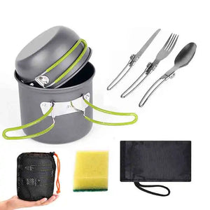 Camping Cooking Utensils Outdoor Aluminum Tableware 1-2 Persons Set Portable Kettle Pans Pots Hiking Picnic Travelling Equipment