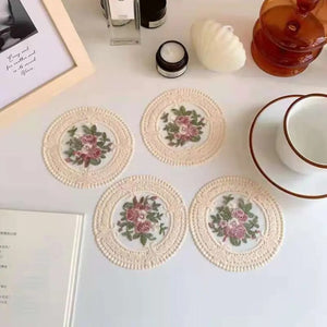 1Pc Dinning Lace Table Cover Embroidered Table Cloth Elegant Round Tablecloth Coffee Coasters Napkin Party Wedding Decoration