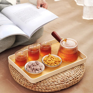 Wooden Bamboo Serving Tray Tea Cup Saucer Trays Fruit Plate Storage Pallet Plate Decoration Japanese Food Rectangular Plate